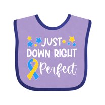 Inktastic Just Down Right Perfect Down Syndrome Awareness Ribbon Boys or Girls Baby Bib