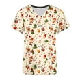 thumbnail image 5 of Holiday Gifts! Titcea Christmas Scrub Tops Women Cute Xmas Printed Short Sleeved V Neck Scrub Tops with Pockets Lightweight Stretchy Working Uniform, 5 of 5