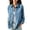 Blue, variant on Women's Button Up Collared Long Sleeve Denim Shirt Jacket, Casual Loose Shacket with Chest Pockets ,Women's S-XXL