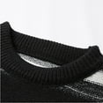 thumbnail image 6 of Men's Vintage Sweater Oversized Cable Knit Crewneck Pullovers Casual Fall Winter Long Sleeve Striped Sweaters (XL, Black), 6 of 8