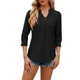 thumbnail image 5 of Women's Fashion Casual Spring And Summer New Solid Color Point Sleeve V Neck Casual Loose T Shirt Top Work Out Shirts Women Fall Tees for Women Womens Athletic Tee Tech Shirt Space Shirt T Shirt Women, 5 of 5