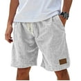 thumbnail image 2 of Dwralegc Big and Tall Shorts for Men Elastic Waist Drawstring Linen Shorts Loose Casual Knee Length Pants Lightweight Big and Tall Linen Shorts with Pocket White 4XL, 2 of 3