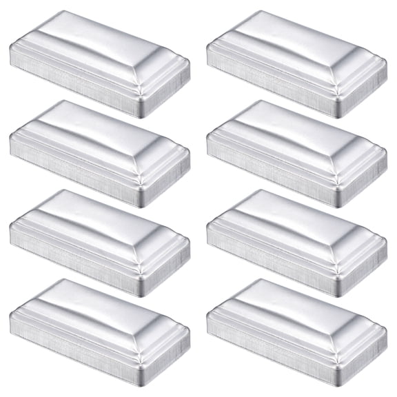 Uxcell 8 Pack Fence Post Cap Fit 4" x 2" OD Pipe, Galvanized Steel Deck Post Cover Square Decking Caps for Mailbox Outdoor Chain Link Wood/Metal Fence Deck Railing, Silver