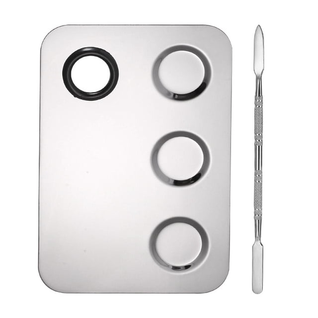 facefd Makeup Palette Artist Mixing Tray with Spatula Nail Art Holder Color Paint Tool for Foundation Eye Shadow Cream 4 holes