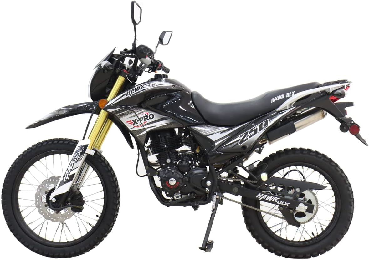 X-Pro Brand New Hawk DLX 250 EFI Fuel Injection 250 Dirt Bike for Adult, 5 Manual Transmission Electric/Kick Start, 21"/18" Wheels DOT Approved
