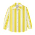 thumbnail image 4 of Oxford Dress Shirts for Boys Striped Long Sleeve Collared Button Up Shirt with Chest Pocket School Uniform (12-18 Months, Yellow), 4 of 7