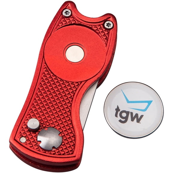 TGW Players Golf Divot Tool W/Ball Marker Red