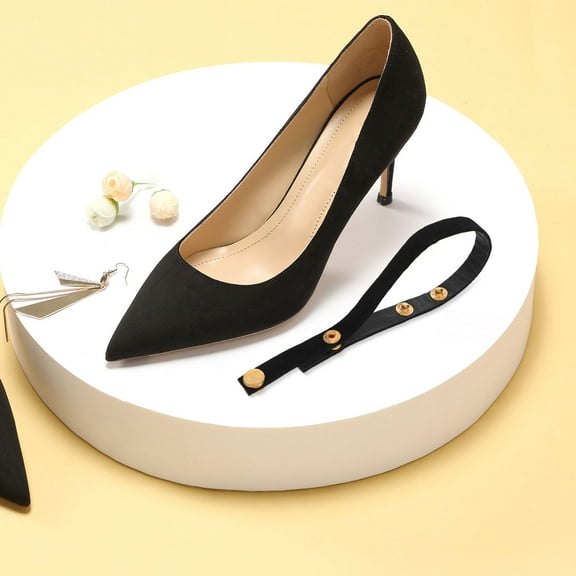 DRAFIDEEP 2 Pairs Shoe Straps For Heels Black Adjustable Fit PVC Footwear Accessories For Women