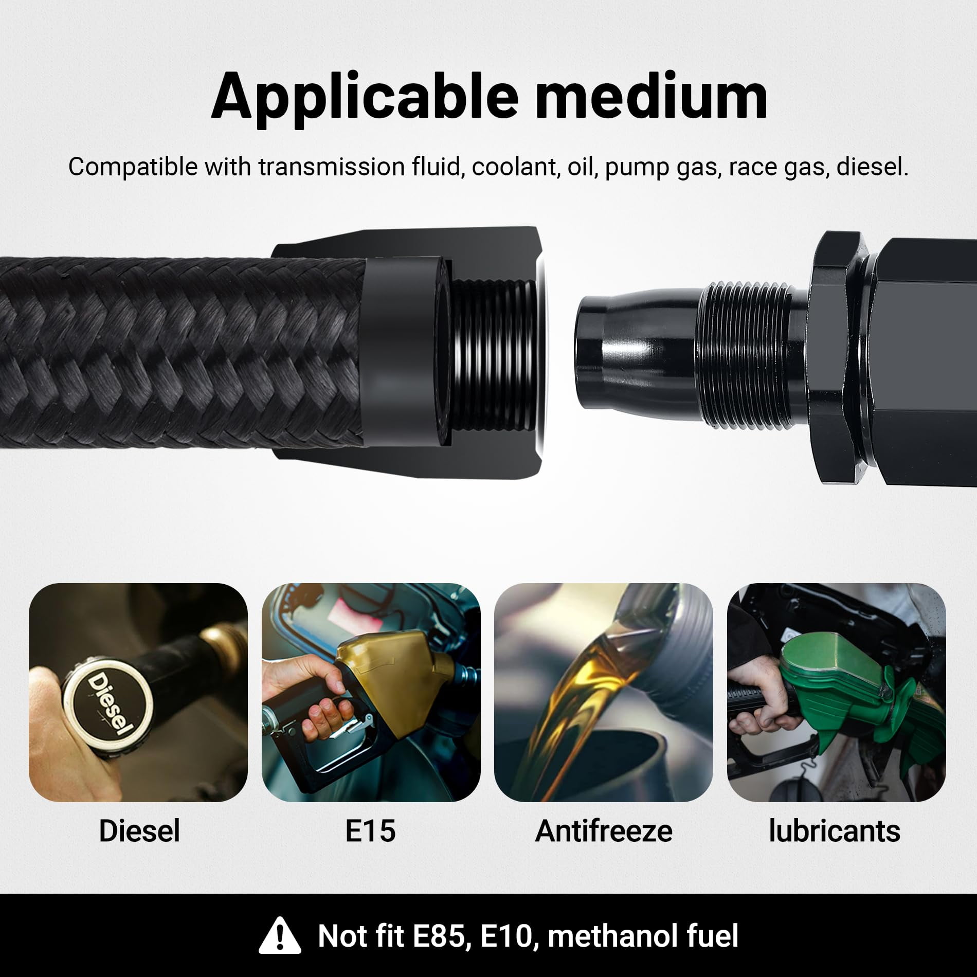 SPEEDWOW 8AN Fuel Line, AN8 Braided Fuel Hose Nylon CPE 10FT Black
