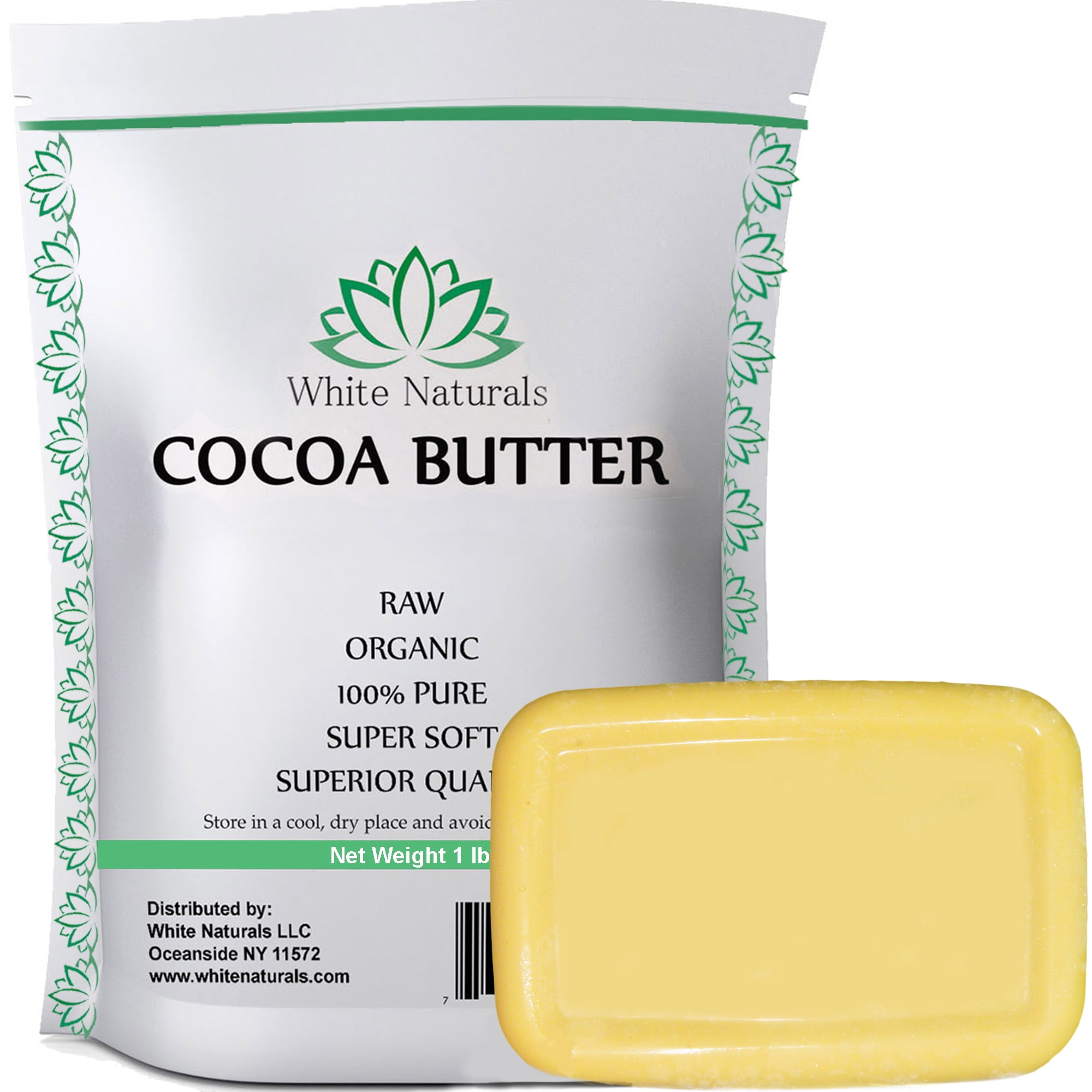 Organic Raw Cocoa Butter 1 lb, Unrefined, Pure, Natural, Food Grade