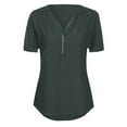thumbnail image 4 of 3/4 Sleeve Blouse Top for Women Half Zipper V-Neck Shirt Solid Color Casual Loose Summer Clothes, 4 of 6