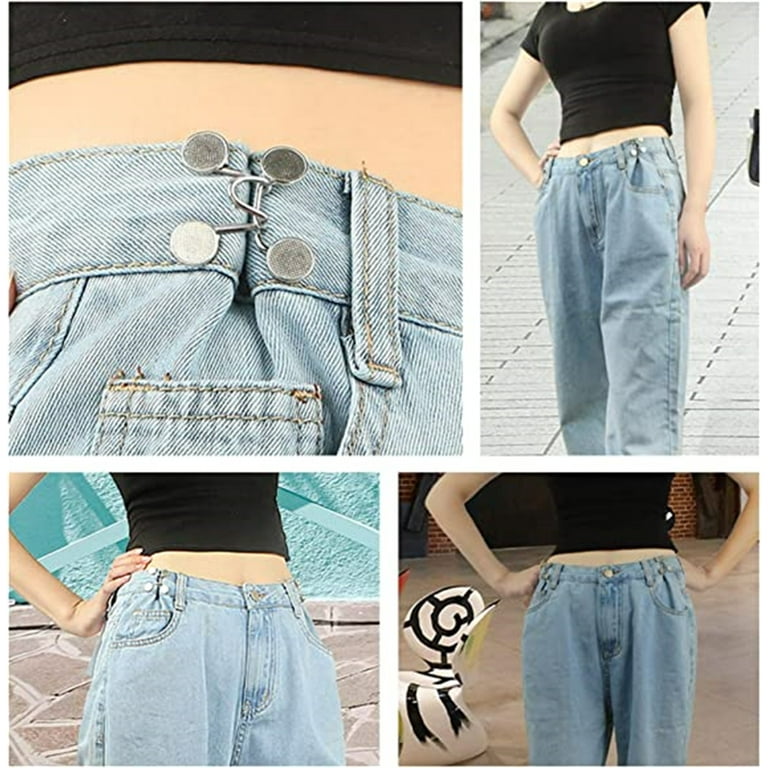 Snap Fastener Metal Adjustable Jeans Button Pants Button Extender  Detachable Snap Button for Jeans Nail Free