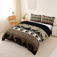 thumbnail image 2 of Castle Fairy Tribal Bear Deer Silhouette Duvet Cover King,Aztec Geometric Pine Tree Paw King Bedding,Brown Cream Black,Black Reversible,3 Pieces,No Comforter,1 Duvet Cover and 2 Pillowcases, 2 of 5