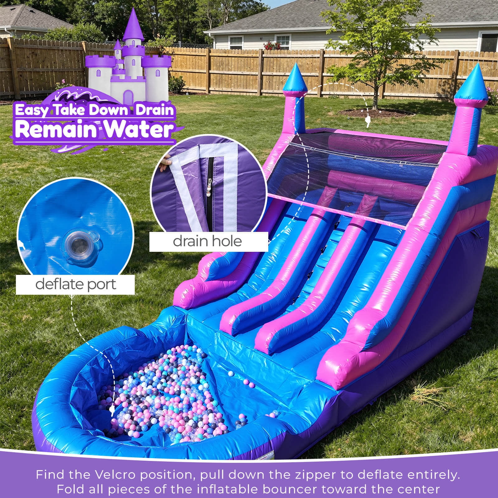 OFFMUST 21FT(L) Commercial Inflatable Water Slide for Adults Kids, Dual Lane with Big Splash Pool Blower Included
