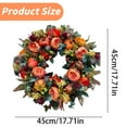 thumbnail image 6 of BNNG 17.7 Inch Fall Wreath Artificial Autumn Wreaths for Front Door Yellow & Orange Tulip Wreath with Forsythia Daisy and Berries for Indoor Outdoor Harvest Thanksgiving Holiday Celebration, 6 of 9