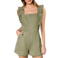 thumbnail image 2 of Wesltd Women Rompers Ruffle Summer Loose Short Jumpsuit with Pockets, 2 of 6
