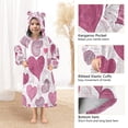 thumbnail image 4 of Wearable Blanket with Sleeves and Pocket Oversized Hooded Sweatshirt 3-14 YR Pink and Maroon Hearts S, 4 of 7