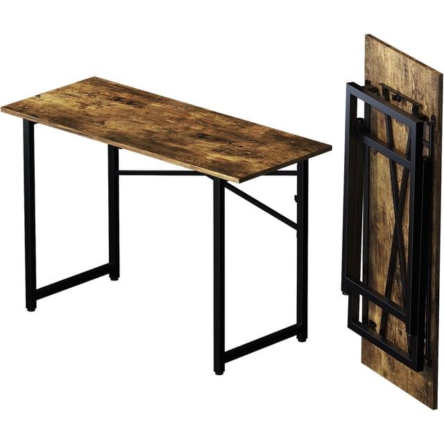 Folding Computer Desk inch Writing Gaming Computer Camping Desk No Assembly Required Home Office Table Mahogany