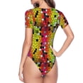 thumbnail image 3 of Uemuo Colorful Tie Dye Stained Glass 1 Pattern Women's One Piece Short Sleeve Swimsuit Rash Guard Surfing Modest Quick-drying Swimsuit Beach Essentials-X-Large, 3 of 9