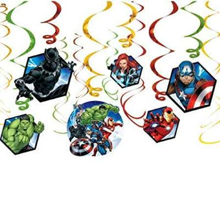 Hanging Swirl Decorations PresNok - 36" | Foil | Avengers | 12 Pcs.