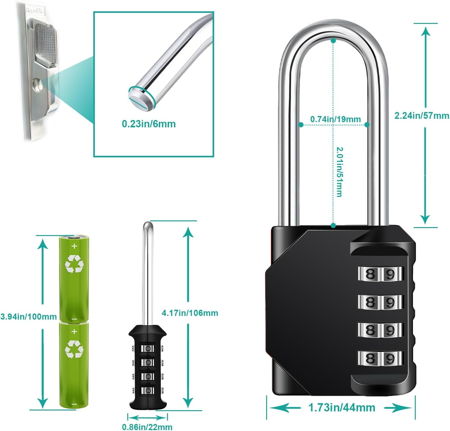 2 Pack Keyed Alike Heavy Duty Padlocks - Laminated Steel, Long Hardened Shackle For Indoor/Outdoor Security