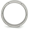 thumbnail image 3 of Chisel Titanium Brushed and Polished 8.2mm Grooved Beveled Edge Band - Ring Size 12.5-4.6gm, 3 of 8