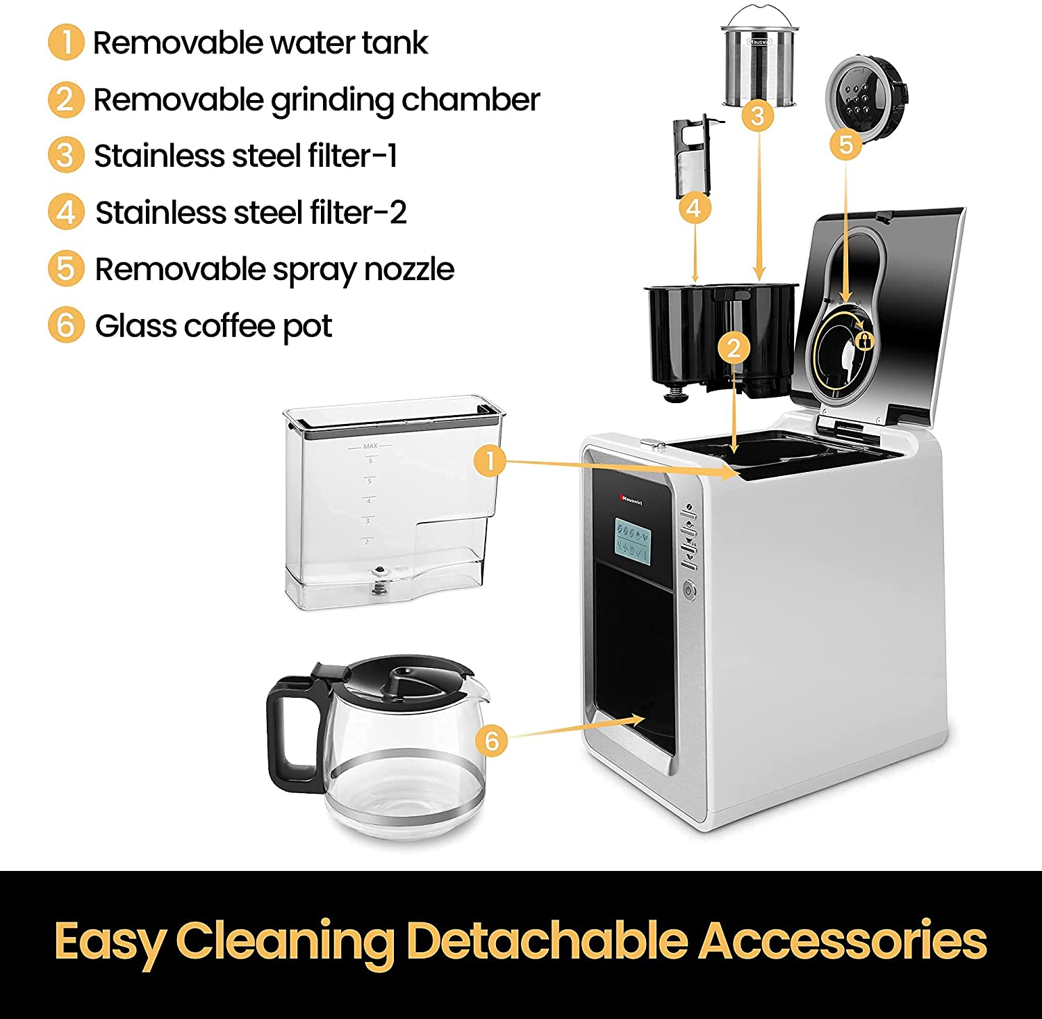 ZC5HAO K6 Automatic Grind and Brew 