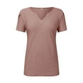 thumbnail image 6 of SHITINN Women Summer Casual Solid Color Shirt V Neck Short Sleeved T Shirt Top Hollowed Out Top Cute Short Sleeve Tops for Women Loose Fitting Tops for Women Womens Shirts, 6 of 6