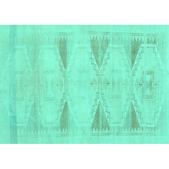 Ahgly Company Indoor Rectangle Persian Turquoise Blue Traditional Area Rugs, 2' x 3'