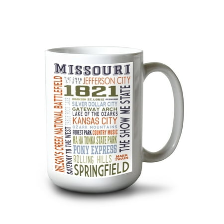 

15 fl oz Ceramic Mug Missouri Typography Dishwasher & Microwave Safe