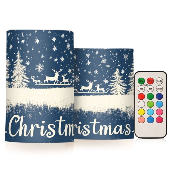 BZSMCE Flameless Candles LED Lights Elegant Reindeer Soaring on Snowflake Pattern Creativity Battery Candles