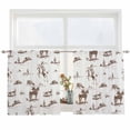 thumbnail image 2 of Western Cowboy Semi Sheer Window Curtains 54 Inches Long, Retro Desert Cactus Country Cowboy Brown Rod Pocket Voile Silky Chiffon Curtain Light Filtering Drapes for Living Room, 52"x54", 2 Panels, 2 of 9