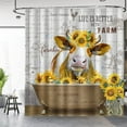 thumbnail image 2 of Extra Long Shower Curtain  Farmhouse Funny Cute Cow Sunflower Rustic Wooden Country Fabric Cloth Shower Curtain Set with 12 Hooks for Bathroom Decor Accessories Bathtub Curtain, 72"x84", 2 of 12