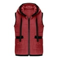 thumbnail image 6 of SuTry Women's Solid Color Hooded Vest Fall Winter Lightweight Thickened Sleeveless Front Zip with Pockets Casual Outerwear(Red,XL), 6 of 9