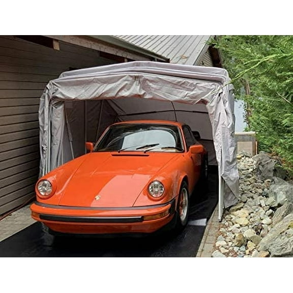 Ikuby Medium Carport, 102.3 x 228 x 81.5 in, Gray