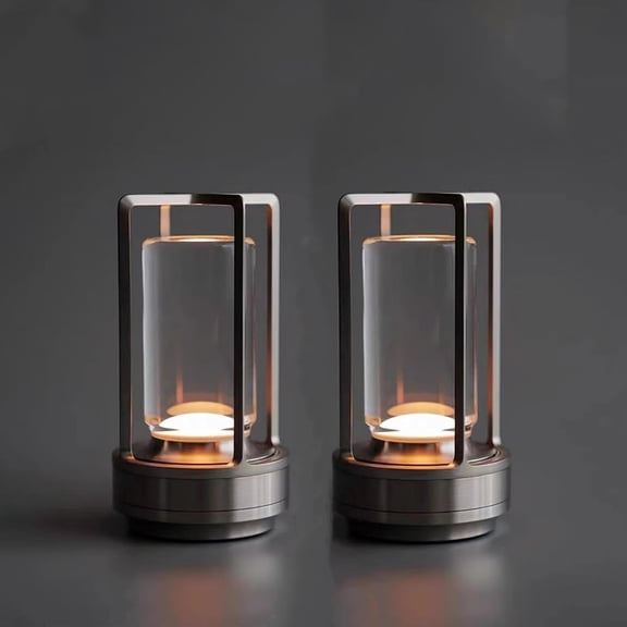 2 Pack Portable Table Lamp for Outdoor Indoor, 4200 mAh Rechargeable Desk Lamp with 3-Color Adjustable Brightness for Restaurant/Bedroom/Bar/Coffee Shop/Camping (Silver)