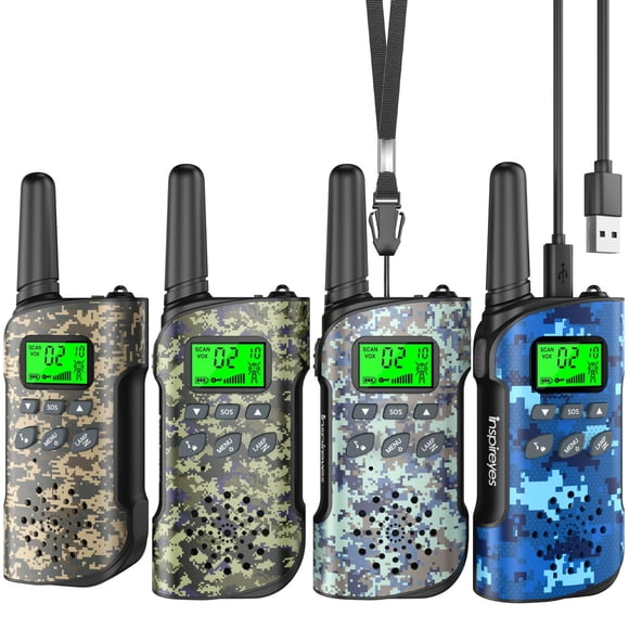 Walkie Talkies Inspireyes recargables para niños de 8 a 12 años, 4 peniques