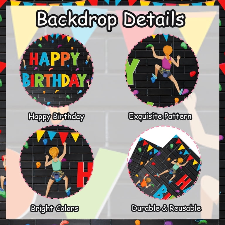 9-Pack Black Glitter Rock Climbing Party Banner - Hiking Theme Decor For Birthday & Adventure Parties