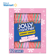 Jolly Rancher Bold Fruit Smoothie Flavored Christmas Holiday Candy Canes Stocking Stuffers, Box 5.28 oz, 12 Pieces