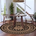 thumbnail image 3 of Large Round Rug 8Ft Washable Non-Slip, Brown Ethnic Flower Circle Area Rugs for Living Room Bedroom, Abstract National Boho Geometric Indoor Floor Mats Carpet Runner for Home Decor, 3 of 8