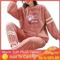 thumbnail image 2 of Conjuntos de Pijamas de felpa para Mujer, ropa de dormir con estampado de dibujos animados de vellón grueso, ropa de casa de terciopelo Kawaii Girsl, Otoño e Invierno, 2 of 5