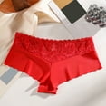 thumbnail image 2 of GEWSEY G String Thongs for Women Underwear Floral Lace Thongs Mid Waist Panties Briefs (Red, M), 2 of 3