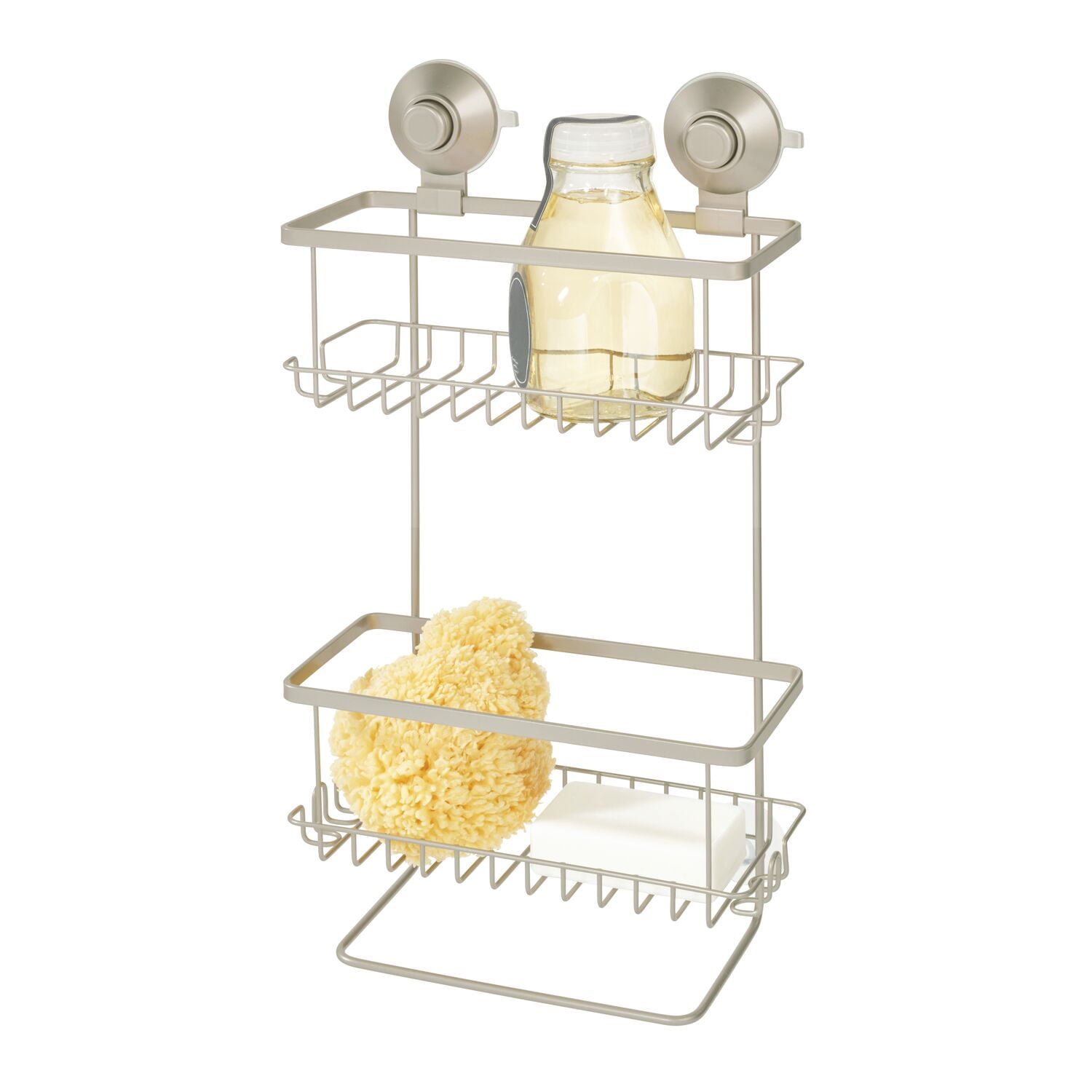 iDesign Everett Metal Push Lock Suction Shower Caddy, Satin