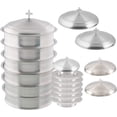 thumbnail image 1 of Mayur Export Plateau de Communion en Acier Inoxydable avec 2 Couvercles et 6 Plateaux à Pain avec 2 Couvercles, 1 of 5
