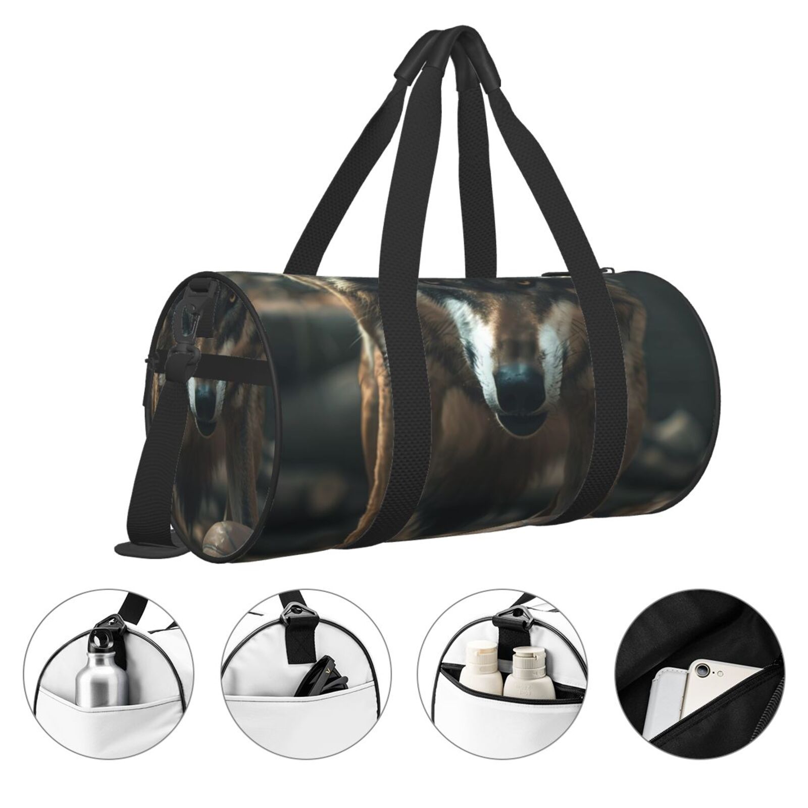 Vsdgher Wolf With Basketball 45L Foldable Duffel Bag, Sports Gym Bag,Overnight Bag, Portable Weekender Bag for Airplanes