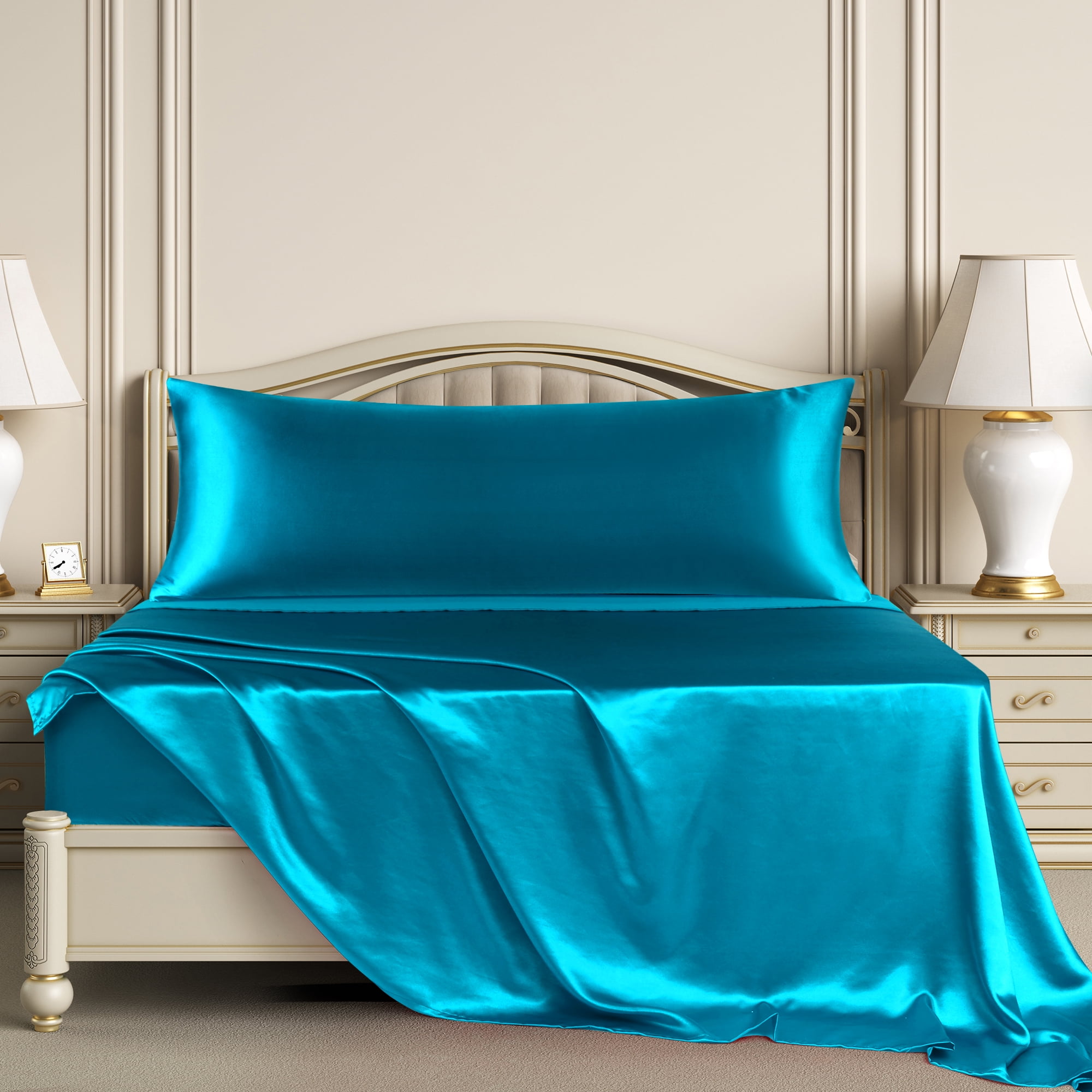 Unique Bargains 1 PC Satin Envelope Closure Body Pillowcases Peacock Blue 20"x72"