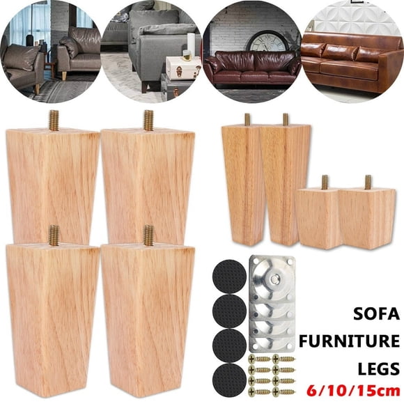 EIGTHTAIL 4 Pcs Pieds de Canapé en Bois Massif Multi-Fonction 6/10/15cm Pieds de Meubles Sculptés Canapé Causeuse Armoire