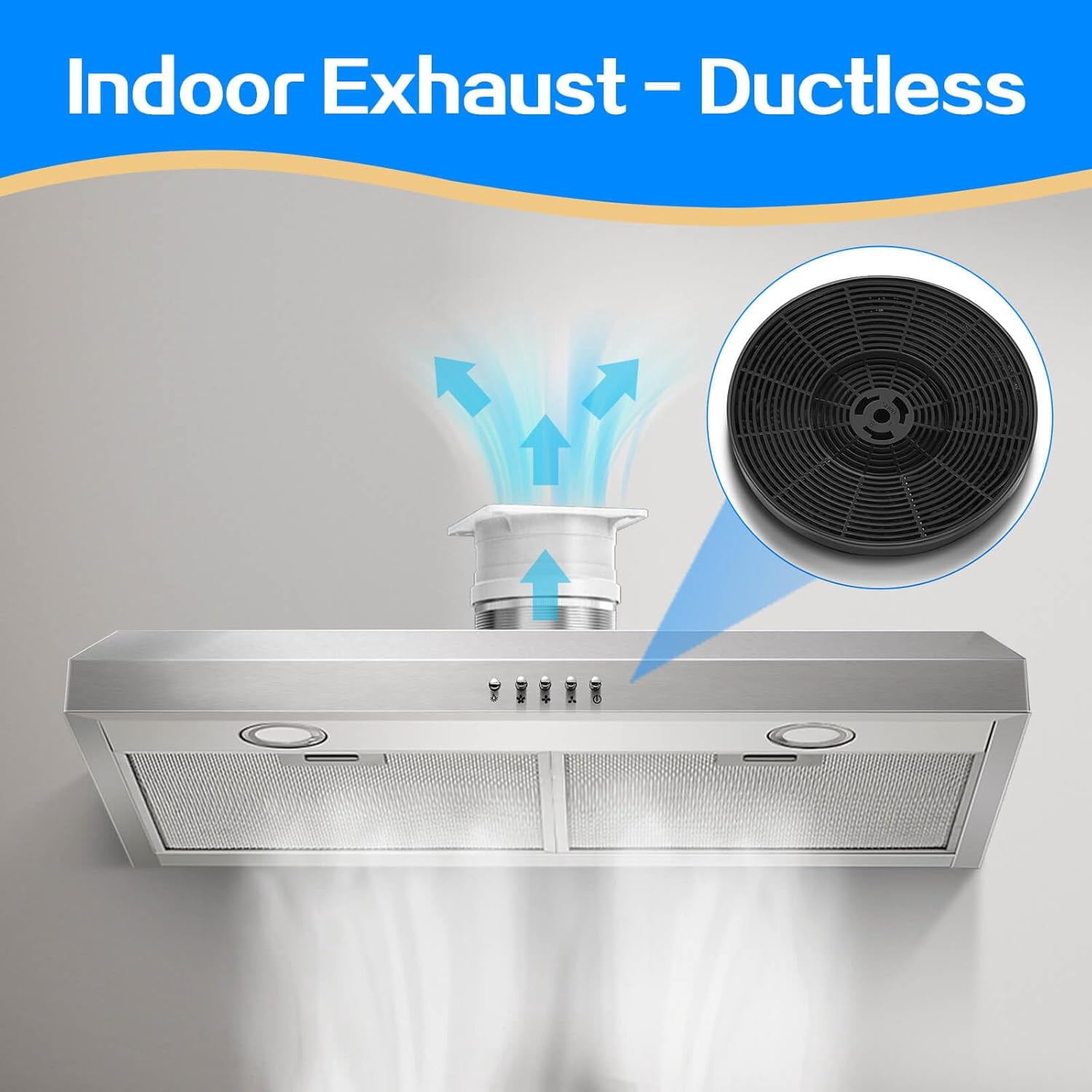 CF-0475 Replacement Charcoal Filter for SNDOAS Under Cabinet Range Hood,Compatible with US0475B,US0475BPB,US0475BTC,US0475A,Ductless Recirculation,Ventless ,1 Carbon filter in Round Shape