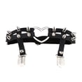 thumbnail image 1 of Minnieouse Mujeres Sexy elástico cuero pierna anillo liguero Punk corazón remache muslo anillo Punk Goth cuero arnés ajustable Ropa, zapatos y accesorios Miscelánea negro 30-50cm Minnieouse AP00216-01B, 1 of 6