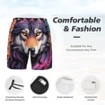 thumbnail image 3 of Kdxio Colorful Wolf Head A Print Mens Swim Shorts with Mesh Lining, Breathable and Quick-Drying, Adjustable Waist, Privacy Pocket-Large, 3 of 6